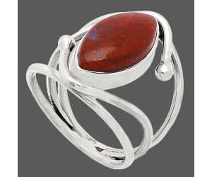 Red Moss Agate Ring size-7.5 SDR241441 R-1683, 8x16 mm