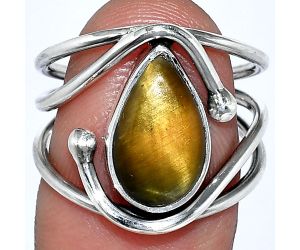 Tiger Eye Ring size-7 SDR241444 R-1683, 8x13 mm