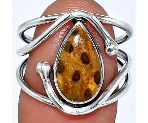 Palm Root Fossil Agate Ring size-8 SDR241446 R-1683, 8x13 mm