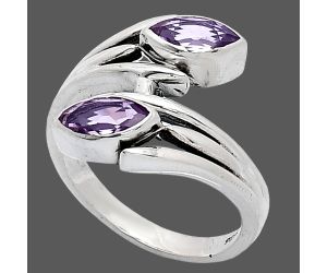 Amethyst Ring size-7.5 SDR241499 R-1023, 4x8 mm