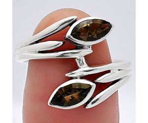 Smoky Quartz Ring size-8 SDR241543 R-1023, 4x8 mm