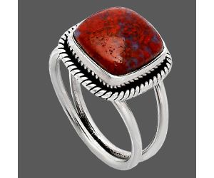 Red Moss Agate Ring size-7 SDR241550 R-1068, 11x11 mm