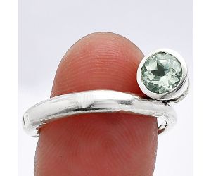 Prasiolite (Green Amethyst) Ring size-7.5 SDR241563 R-1248, 6x6 mm