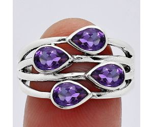 African Amethyst Ring size-7.5 SDR241575 R-1030, 4x6 mm