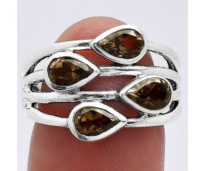 Smoky Quartz Ring size-7.5 SDR241608 R-1030, 4x6 mm