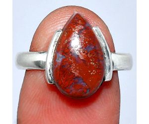 Red Moss Agate Ring size-8 SDR241658 R-1173, 9x14 mm