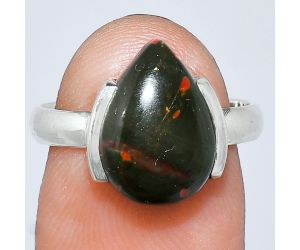 Blood Stone Ring size-7 SDR241667 R-1173, 9x13 mm