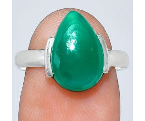 Green Onyx Ring size-7.5 SDR241673 R-1173, 9x13 mm