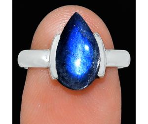 Blue Fire Labradorite Ring size-7.5 SDR241700 R-1173, 8x13 mm