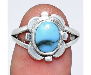 Natural Turquoise Morenci Mine Ring size-7 SDR241717 R-1342, 7x9 mm
