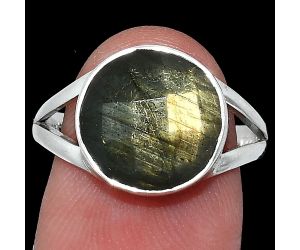 Spectrolite Labradorite Checker Ring size-8.5 SDR241728 R-1002, 12x12 mm