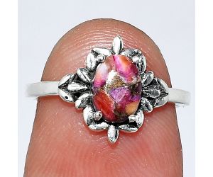 Kingman Pink Dahlia Turquoise Ring size-5 SDR241742 R-1721, 7x5 mm