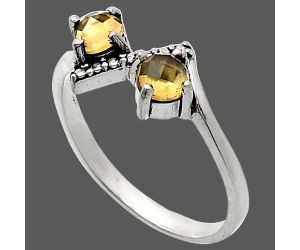 Citrine Checker Ring size-6 SDR241912 R-1184, 4x4 mm