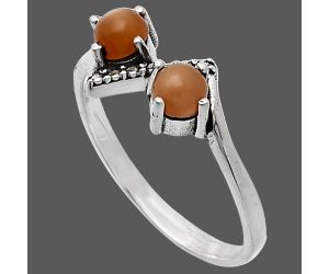 Peach Moonstone Ring size-7 SDR241914 R-1184, 4x4 mm