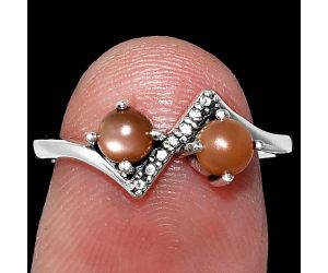 Peach Moonstone Ring size-7 SDR241915 R-1184, 4x4 mm