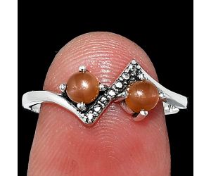Peach Moonstone Ring size-8 SDR241916 R-1184, 4x4 mm