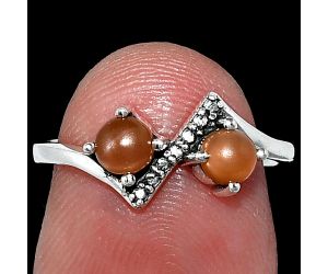 Peach Moonstone Ring size-6 SDR241917 R-1184, 4x4 mm