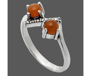 Peach Moonstone Ring size-5 SDR241918 R-1184, 4x4 mm