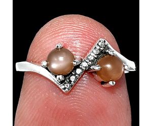Peach Moonstone Ring size-5 SDR241919 R-1184, 4x4 mm