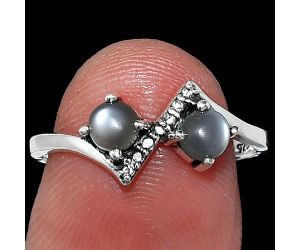 Gray Moonstone Ring size-7 SDR241921 R-1184, 4x4 mm