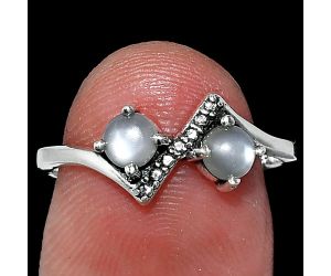 Gray Moonstone Ring size-7 SDR241922 R-1184, 4x4 mm