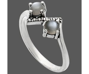 Gray Moonstone Ring size-7 SDR241922 R-1184, 4x4 mm