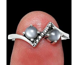 Gray Moonstone Ring size-8 SDR241923 R-1184, 4x4 mm