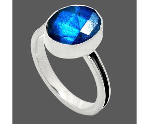 Blue Labradorite Checker Ring size-7.5 SDR241953 R-1056, 10x12 mm