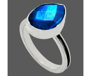 Blue Labradorite Checker Ring size-7 SDR241961 R-1056, 10x14 mm