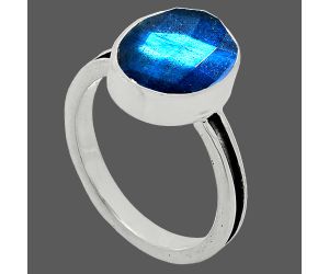 Blue Labradorite Checker Ring size-7.5 SDR241962 R-1056, 10x12 mm