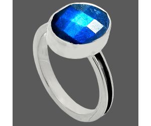 Blue Labradorite Checker Ring size-7.5 SDR241964 R-1056, 10x12 mm