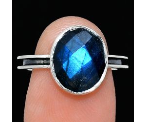 Blue Labradorite Checker Ring size-8 SDR241965 R-1056, 10x12 mm