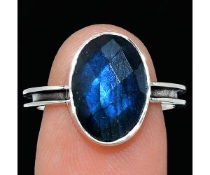 Blue Labradorite Checker Ring size-8.5 SDR241969 R-1056, 10x14 mm