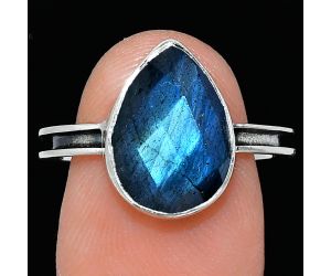 Blue Labradorite Checker Ring size-8.5 SDR241971 R-1056, 10x14 mm