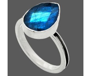 Blue Labradorite Checker Ring size-8.5 SDR241971 R-1056, 10x14 mm