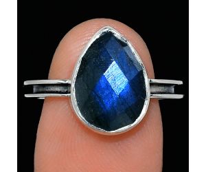 Blue Labradorite Checker Ring size-8.5 SDR241972 R-1056, 10x14 mm