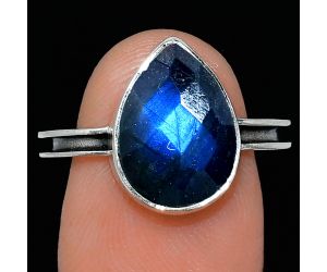 Blue Labradorite Checker Ring size-8.5 SDR241980 R-1056, 10x14 mm