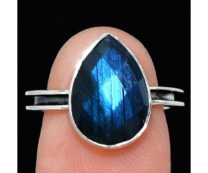Blue Labradorite Checker Ring size-7 SDR241997 R-1056, 10x14 mm