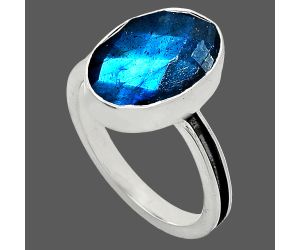 Blue Labradorite Checker Ring size-7 SDR242000 R-1056, 10x14 mm