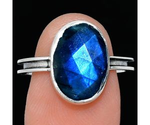 Blue Labradorite Checker Ring size-8.5 SDR242004 R-1056, 10x14 mm