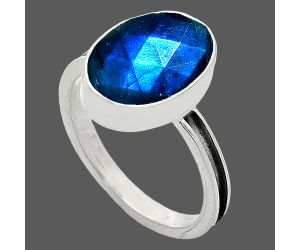 Blue Labradorite Checker Ring size-8.5 SDR242004 R-1056, 10x14 mm