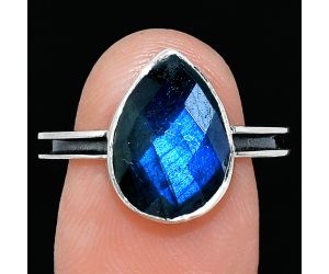 Blue Labradorite Checker Ring size-8.5 SDR242005 R-1056, 10x14 mm