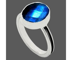 Blue Labradorite Checker Ring size-7.5 SDR242010 R-1056, 10x12 mm