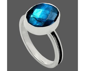 Blue Labradorite Checker Ring size-7.5 SDR242011 R-1056, 10x12 mm