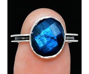 Blue Labradorite Checker Ring size-7 SDR242014 R-1056, 10x12 mm