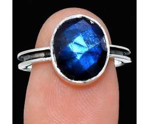 Blue Labradorite Checker Ring size-7.5 SDR242020 R-1056, 10x12 mm