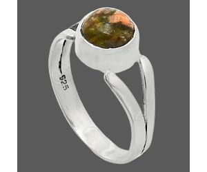 Unakite Ring size-6 SDR242049 R-1505, 7x7 mm