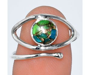 Evil Eye - Blue Turquoise In Green Mohave Ring size-7.5 SDR242132 R-1254, 7x7 mm