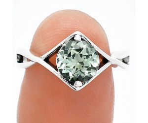 Prasiolite (Green Amethyst) Ring size-7.5 SDR242145 R-1026, 7x7 mm