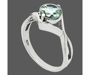 Prasiolite (Green Amethyst) Ring size-7.5 SDR242145 R-1026, 7x7 mm